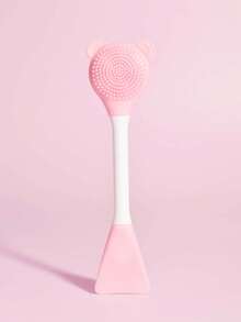 Cepillo de lámina facial de limpieza de dos cabezas de silicona, 1 pieza Cepillo de limpieza facial de masaje en forma de oso pequeño Herramienta de maquillaje de aplicación de película de barro DIY - Rosa - Ver 9