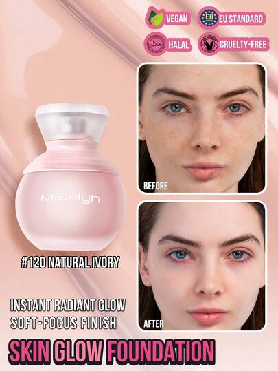 Misslyn Long-Lasting Breathable Matte Foundation - Brightening, Concealing, Sweat-Resistant, Oil-Controlling, Full Coverage, Pore-Minimizing, Waterproof, Transfer-Proof, Lightweight Liquid Foundation, Suitable For Y2K Parties, Beaches, Travels, Camping, Outdoor Activities, Gifts, Fashionable Girls, New Year, Makeup, Cosplay, Best For Travels, Festivals, Campus, Charm, Chinese New Year, Vegan, Cruelty-Free