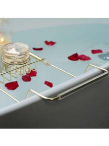 1个可调节金属浴缸托盘 - 可伸缩金属浴室收纳架 - A - 查看 7