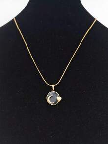 1pc Luxurious 18K Gold Plated Stainless Steel Crescent Moon Pendant Necklace, Unisex Daily Wear, Niche Luxury, Petite & Lightweight - Multicolor - View 3