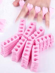 100pcs Pink Foam Toe Separators - Suitable For Manicure, Pedicure And Nail Art, Odorless Nail Polish Accessories, Comfortable Foam Finger Separators, Soft Foam Toe Separators, Nail Art Tools. Applicable For Both Hands And Feet - Multicolor - View 2