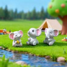 6pcs Cute Mini Elephant Figurines, Creative Micro Landscape Decor, Car Interior Dashboard Computer Screen Ornament, DIY Decoration Accessories - Little Elephant - View 4