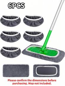 1/3/6 片装超细纤维拖把垫替换装，可水洗可重复使用干湿两用拖把头，适用于所有地面清洁，适配标准平板拖把，耐用清洁配件 - 多色 - 查看 16