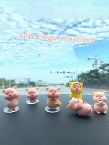 6 món đồ trang trí xe hơi hình chú heo dễ thương, tượng heo cưng đáng yêu dùng để trang trí nội thất xe hơi - Nhiều màu - Xem 6