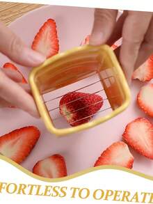 Outdoor Camping Travel Strawberry Slicer, Fruit & Vegetable Plate Slicer, Stainless Steel Fruit Cutter, Fashionable Creative Small Tool, Fruit & Vegetable Slicer, Multifunctional Practical Small Tool - Multicolor - View 2