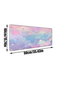 1pc Extra Large Desk Mat Keyboard Pad Mouse Pad, Thick Non-Slip Edged Precise Gaming Operation Home Office Desk Pad, Back To School Gaming Mouse Pad - Candy Clouds - View 9