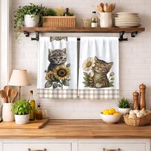 2/4/6pcs Set, Dish Towels, Cute Cat Print Soft Microfiber Absorbent Cloths, Modern Kitchen Towels, Cooking & Baking Tea Towels, Dish Cloths, Cleaning Rags, Hand Towels, Highly Absorbent, Kitchen Decor, Gifts For Neighbors, Mothers, Birthdays, Housewarming For Friends, Kitchen Essentials, Daily Necessities - Multicolor - View 6
