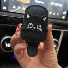 1pc Cute Cat Shaped Magnetic Sunshade Clip, Multi-Functional Card Holder, Durable Faux Leather Car Interior Decor, Interesting Design, Sturdy And Durable - Car Glasses Clip - View 11