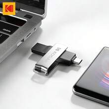 Kodak 柯达二合一U盘 Type-C USB3.2 OTG 64GB 128GB 256GB 双用途金属U盘闪存盘 兼容iPhone 15/16/17 iPad Mini 6 2021 Macbook 电脑 笔记本电脑 安卓智能手机（带USB C OTG功能） - 查看 1