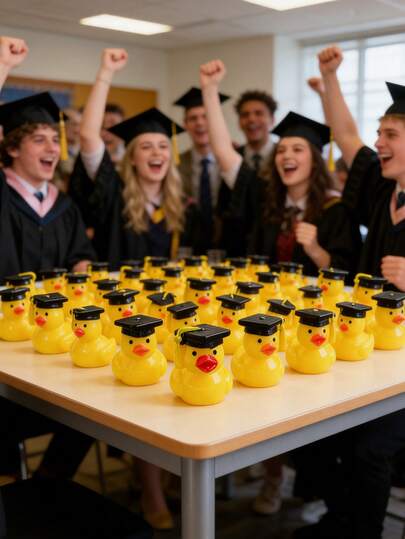 10/3pcs Mini Resin Graduation Hat Duck Ornament, 2026 Graduation Decoration, Yellow Graduation Duck Sculpture, Home Table Center Decoration, Party Gift, Suitable For School Decoration, Ideal Little Gift For Graduation Party, 2026 Graduation Season Decoration