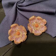 Women Jewelry Sets - Purple Diamond Flower - View 4