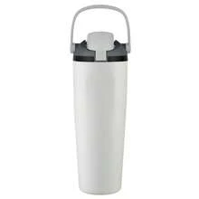 Sway 30oz Insulated Water Bottle Straw Double Wall Vacuum Tumbler Cup Leakproof Hot Cold Drink For Gym Office Camping Car Travel Mug For Men And Women, Ideal For Sports, Fitness, Car Use, Camping, Hiking, Cycling, And Outdoor Activities - 白色 - 查看 2