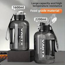 Large Capacity Leak-Proof Sports Water Bottle With Flexible Straw, Heat-Resistant, Suitable For Summer - Black Cool - View 3