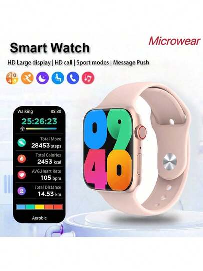 Microwear Reloj inteligente unisex, llamada Bluetooth, resistente al agua IP68, rastreador de actividad física, monitor de sueño, esfera personalizable de 2 pulgadas, talla grande de 100 modos deportivos, larga duración de la batería, compatible con teléfonos Android e iOS