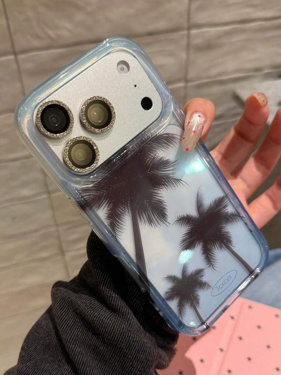 极简椰树渐变透明手机壳，兼容 17 Pro Max、17 Pro、16 Pro Max、15 Pro、14 Pro Max、16、17、15、14、13、12 Pro Max、11，简约柔软保护后盖