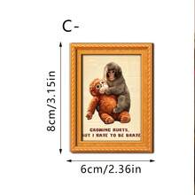 1/6 piezas Imán de nevera con marco dorado vintage de periódico con mono. Lindo orangután animal. Decoración de madera con cita "El hogar no es un lugar". Para cocina, nevera, taquilla y soporte de notas de pizarra blanca, decoración de gabinete de oficina. - Animal 3 - Ver 13