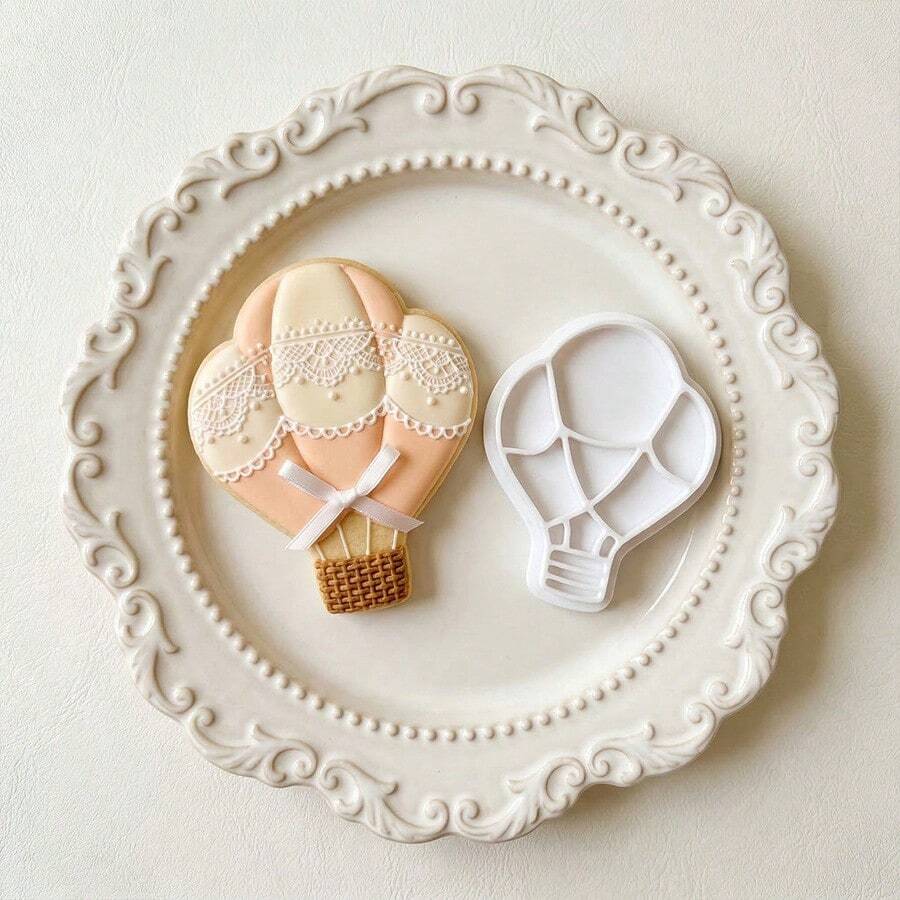 1pc/2pcs/3pcs Cute Rainbow Hot Air Balloon Cookie Cutter Set | Cloud Baking Mold | Plastic Mold For Making Baby Shower Party Birthday Rainbow Desserts! - View 1