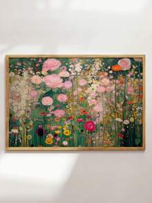 1幅帆布墙画，带框墙画，复古彩色花卉古斯塔夫·克里姆特风格野花草地印花，抽象花卉花园挂饰，春季主题墙面装饰，完美家居礼物，春季花卉艺术，波西米亚风春季家居装饰，房间装饰美学，宿舍装饰，卧室装饰，客厅装饰，浴室装饰，厨房装饰，餐厅装饰，公寓装饰，大学风格艺术，办公室装饰 - 花卉 - 查看 4