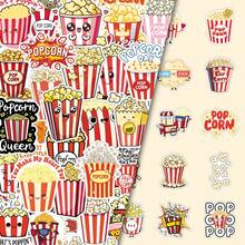 50 piezas de pegatinas de palomitas de maíz con dibujos, pegatinas decorativas de comida de dibujos animados creativas, divertidas y lindas para tabletas, hogar - Multicolor - Ver 3