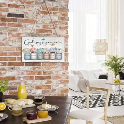 [Decoración de pared de madera rústica] Arte de pared de madera con versículo bíblico inspirador de estilo rústico | Placa de pared de madera falsa de estilo clásico, colgante de pared plano 2D de uso múltiple, adecuado para sala de estar y dormitorio, en inglés, idea de regalo única