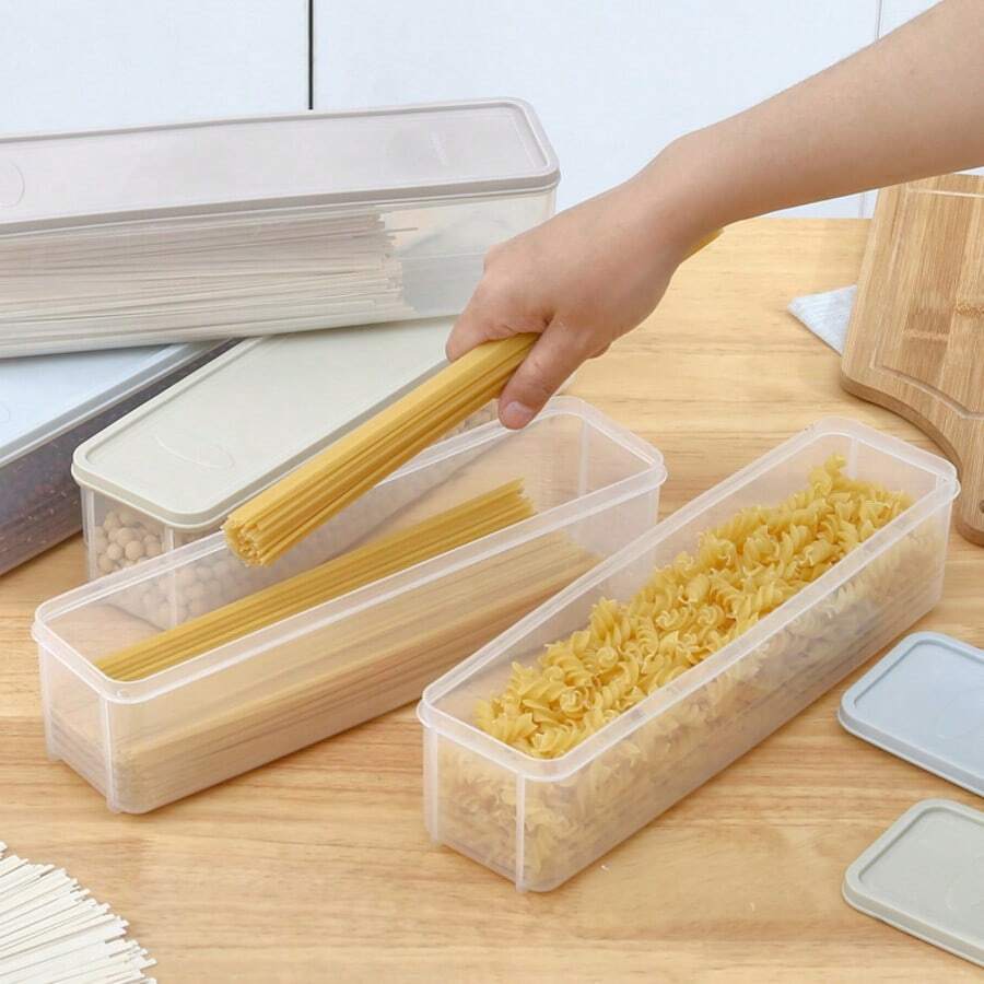 1pc Plastic Noodle Storage Container With Lid, Refrigerator Food Preservation Box, Stackable Airtight Sealed Container, Suitable For Kitchen, Dining Room, Refrigerator - Multi-Color | Modern Style