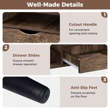 Coffee Table With Storage, Rustic Rectangle Center Table With Drawer & Open Shelves - màu nâu - Xem 7