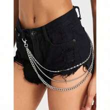 1pc Multilayer Punk Metal Decor Waist Chain Versatile And Sexy Fashion Accessory For Women Fall Autumn Halloween - Bạc - Xem 1
