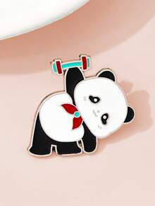 1/6 pièces Broche panda sportif de style chinois, haltère, punching, théière bouilloire figurines mignonnes, couleurs noir et blanc vives, accessoire décoratif unique pour sac à dos d'étudiant, vêtements, cadeau pour mère, père, remise de diplôme et enseignant - Multicolore - Voir 9