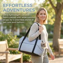1pc Fashionable Solid Color Pet Carrier Bag, Shoulder Strap Portable Pet Tote - For Daily Outings And Travel - Light Grey - View 3