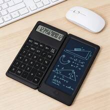 Calculatrice pliable 12 chiffres avec bloc-notes LCD, boutons en silicone, stylet, effacement d'une touche, fonction mémoire (MC/MR/+), racine carrée, calcul de pourcentage, taille portable, alimentée par pile, convient pour un usage au bureau et à l'école - Pièce unique - Voir 2