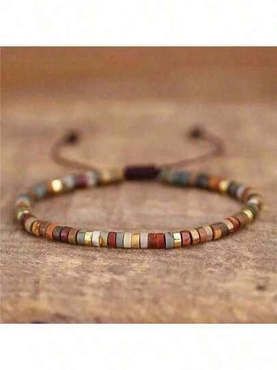 Gxtbw 1 Pc Healing Crystal Bracelet: 7 Chakra Stone Yoga Reiki Bracelet For Women