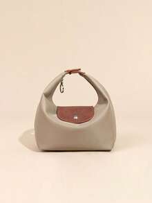 Nylon Lunch Box Bag, Commute Handheld Bento Bag, Shoulder Crossbody Dumpling Bag - Khaki - View 5