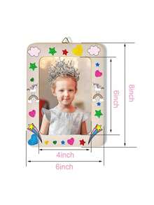 1pc Children's Unfinished Wooden Photo Frame DIY Craft Kit, Includes Unfinished Wooden Frame, Colored Pens, Crystal Diamond Stickers For Frame Decoration And Customized Art Projects, Vertical Desktop Display Frame, Unfinished Painting And Decorating Wooden Frame, Home Decor, Customized Art Project, Customized Photo Display And Art Project Gift, Birthday, Graduation - Multicolor - View 8