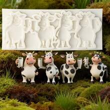 长颈鹿和奶牛巧克力蛋糕装饰硅胶模具，易清洗狐狸翻糖模具，实用厨房烘焙硅胶模具，可用于制作果冻、布丁、饼干、糖果、纸杯蛋糕装饰、面团、杏仁糖、DIY树脂、钥匙扣、橡皮泥、吊坠、石膏、蜡烛、肥皂、家具装饰品 - 查看 2