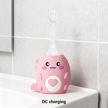 Dinosaur Electric Toothbrush,U-Shaped Electric Toothbrush,Includes 2 Replacement Brushes + 1 Straight-Handle Brush,Cartoon Toothbrush,Smart Electric Toothbrush,Suitable For Teeth Cleaning,Comprehensive CoverageAnd Effective Teeth Cleaning,150mAh - Dinosaur Heart Design - View 5