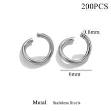 200 piezas de 3 mm, 4 mm, 5 mm, 6 mm, 7 mm, 8 mm, 10 mm Anillos abiertos de acero inoxidable DIY para hacer joyas, para la fabricación de joyas - Plateado - Ver 12
