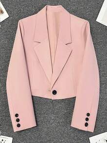 Áo blazer nữ màu hồng cổ chữ V tay dài cài một nút, kiểu dáng thường ngày, thích hợp cho tiệc chiêu đãi, đám cưới, liên hoan, dã ngoại, ngày lễ tình nhân hoặc các lễ hội và sự kiện quan trọng khác, mùa xuân, ngày lễ tình nhân, lễ hội hóa trang, đi biển, sinh nhật. - Hồng - Xem 11