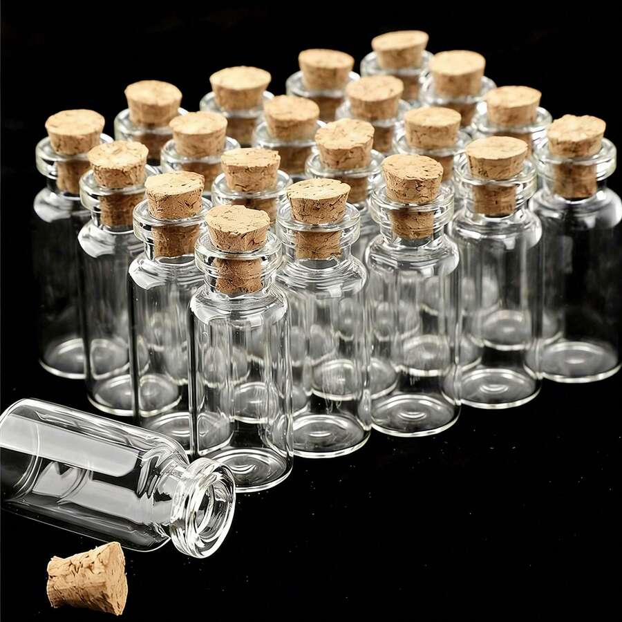 2/5/10/20/30pcs Small Transparent Glass Bottles With Soft Cork Stoppers - Suitable For DIY Crafts, Wedding Favors, Perfume Samples, Wishing Bottles, Decorative Glass Jars For Jewelry And Bottled Notes - Multicolor - View 1