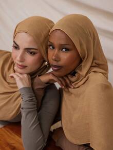 1pc Solid Camel Color Headscarf - Women's Breathable Modal Scarf, Dignified Headwear,Beach,Holiday - Camel - View 1