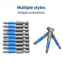 12-Pack Pro-Grade Screwdriver Bits | S2 Alloy Magnetic PH/PZ/Hex Shanks (PH1-PH3/PZ1-PZ3) - 50mm Anti-Slip Design | For Electric/Manual Drills | Auto & Home Repair Kit | Fast Shipping - 12-piece Blue Anti-slip Screwdriver Set - View 7