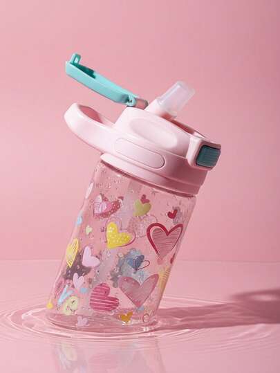 1pc Large Capacity Dual Straw Drinking Cup, Portable Outdoor Sports Water Bottle, Suitable For Various Scenarios, Leak-Proof And Shockproof