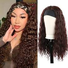 20-Inch Curly Wave Synthetic Wig Headband For Women, Heatproof Long Wig For Daily Wear And Party, No Glue Required - Multicolor - View 15