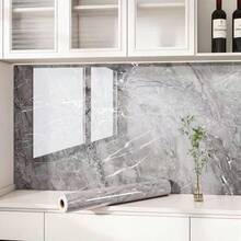 1pc PVC Kitchen Sticker, Modern Marble Pattern Waterproof Wall Renovation Sticker For Kitchen, Stickers, Wall Decal, Vinyl Decal For Home Decorations, Spring Decoration Items Refresh Your Home, Festival Decoration Stickers Gifts Birthday Graduation, Vinyl Wallpaper Roll, Party Decor, House Decor - Elegant Gray 1PC - View 15