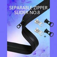 #8 Black Separating Zipper, Suitable For Jackets, Coats, Bags, Backpacks, Wallets, Adult & Children's Clothing, DIY Crafts, Durable, Smooth Sliding, Length 60-200cm - C-Black - View 6