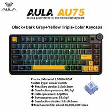 AULA Teclado mecánico para juegos inalámbrico AU75, 3 modos: Bluetooth 5.0/2.4G/USB-C, interruptores personalizables intercambiables, retroiluminación RGB, teclas PBT, perilla multimedia, apto para Windows y Mac, para jugadores - Ver 14