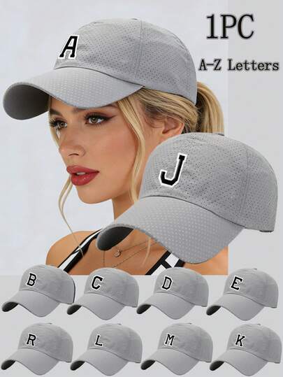 1顶A-Z字母透气速干帽户外帽女士夏季薄款透气鸭舌帽运动跑步棒球帽男女通用遮阳速干网眼棒球帽 - 防晒透气可调节骑行徒步钓鱼运动帽