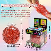 1/2/12个装手工石榴挤压球，可塑形真空球减压玩具，感官玩具，完美的桌面装饰，生日派对礼物 - 石榴 - 查看 6