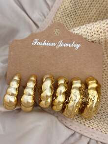 Set di 6/18 orecchini alla moda, orecchini multipli, realizzati in materiale di resina ABS con placcatura in oro UV non sbiadente - Dorato - Visualizzare 7