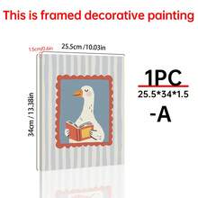 1pc Silly Goose Reading Book Nursery Canvas Wall Art,Baby Room Decoration, Poster Blue Cute Funny Animal Boho Wall Art Print Minimalist Kids Posters For Room, Nursery Decor, Room Decor Painting For Playroom,Living Room,Bedroom,Modern Home Decoration, Home Decor,Room Decor Aesthetic, Wall Decor, Bedroom Decor,Optional Frame. - Multicolor - View 14