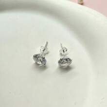 1 Pair Minimalist 925 Sterling Silver Round Cubic Zirconia Stud Earrings, 1.5mm/2.0mm/2.5mm/3mm/4mm/5mm/6mm/7mm/8mm, With 925 Silver Earring Backs, Suitable As Valentine's Gift For Girlfriend - Silver - View 17